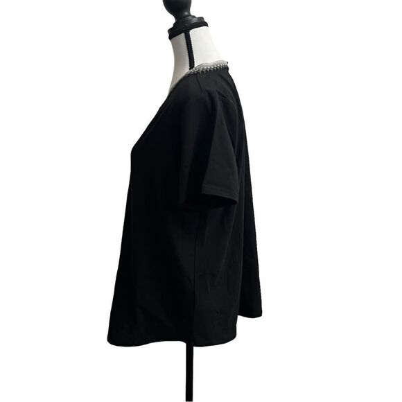 NWT DG2 Short Sleeve V Neck T-shirt With Crocheted Neckline Size Large - Picture 4 of 11